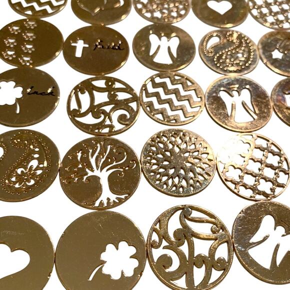 75-Piece Rose Gold 22mm Decorative Circle Floating Lockets Jewelry Supplies - Picture 2 of 6